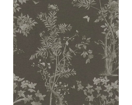 Tapete mit Blumenmuster, Pflanzen, Schmetterlingen und Vögeln