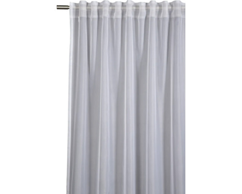 Rideau blanc transparent avec système d'accrochage à bande fronceur sur une tringle à rideaux