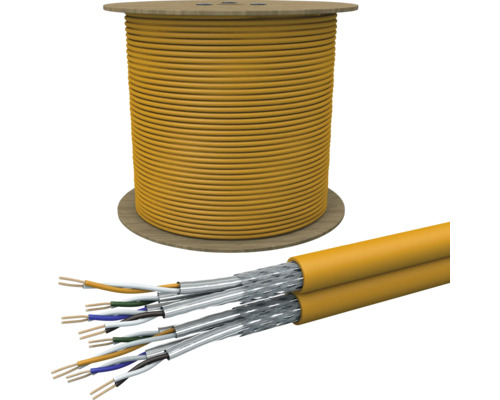 Cat 7 Datenkabel Duplex 2000 m Profitrommel orange Gelbe Kabeltrommel mit offenem Kabelende