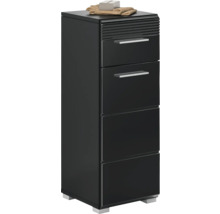 Armoire haute de salle de bains noire avec trois tiroirs et une serviette