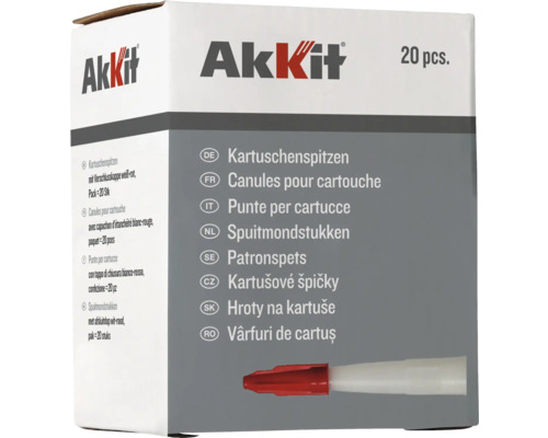 Canules pour cartouche avec bouchons Akkit 735 lot de 20 Akkit Canules pour cartouche, 20 pièces