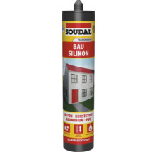 Soudal Mastic silicone pour bâtiment, transparent, convient pour béton, plastique, aluminium et PVC