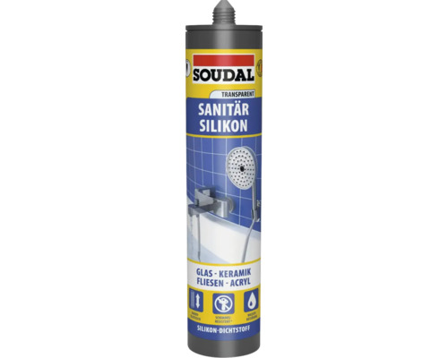 Soudal Dusche & Bad Silikon transparent 300 ml Soudal Sanitär Silikon, transparent, für Glas, Keramik, Fliesen und Acryl