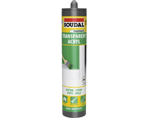 Soudal Maleracryl Wand & Fassade transparent 300 ml Soudal transparentes Acryl Dichtmittel für Beton, Stein, Putz und Holz