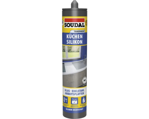 Silicone pour cuisine et salle de bains Soudal transparent 300 ml Soudal Cuisine Silicone transparent, convient pour les plans de travail en verre et en acier inoxydable