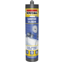 Mastic silicone sanitaire Soudal, adapté au verre, à la céramique, aux carreaux et à l'acrylique