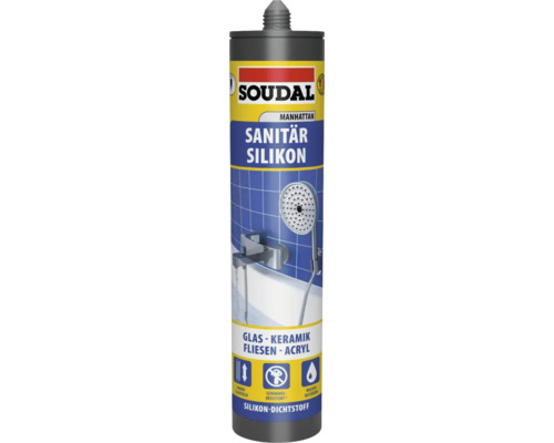Soudal Mastic silicone sanitaire Manhattan pour verre, céramique, carrelage et acrylique