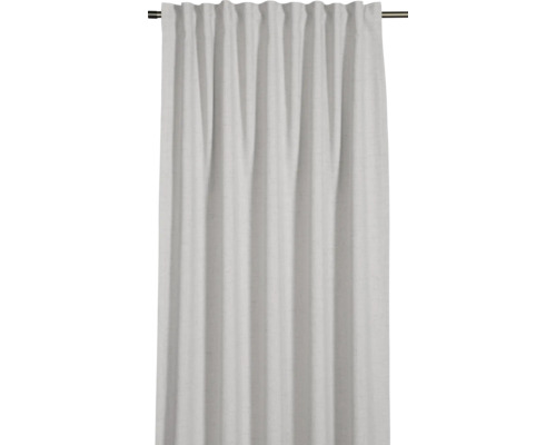 Rideau en tissu avec fixation à ruban fronceur sur tringle à rideaux