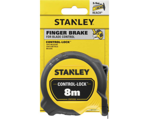 Mètre à ruban Stanley avec frein à doigt et longueur de bande de 8 mètres