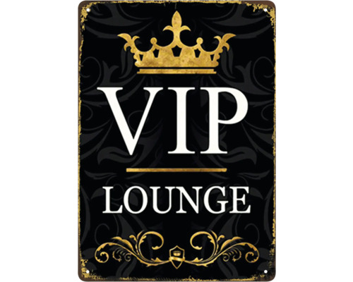 Blechschild VIP Lounge 14x20 cm Metallschild mit der Aufschrift VIP Lounge und einer Krone