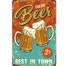 Dekoratives Blechschild mit Biermotiv im Retro Stil