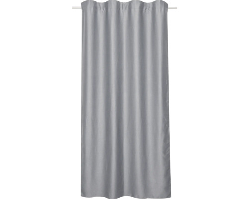 Grauer Vorhang mit Kräuselbandaufhängung
