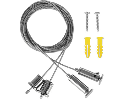 Kit de suspension avec câble métallique, vis et chevilles