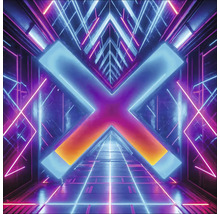 Tunnel abstrait avec installations lumineuses en forme de X