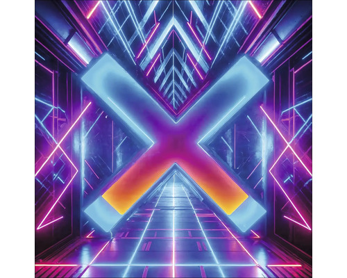 Tunnel abstrait avec installations lumineuses en forme de X