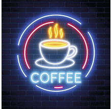 Neonreklame mit Kaffeetasse und dem Wort Kaffee