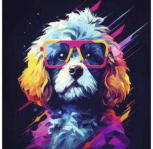 Illustration d'un chien portant des lunettes de style rétro