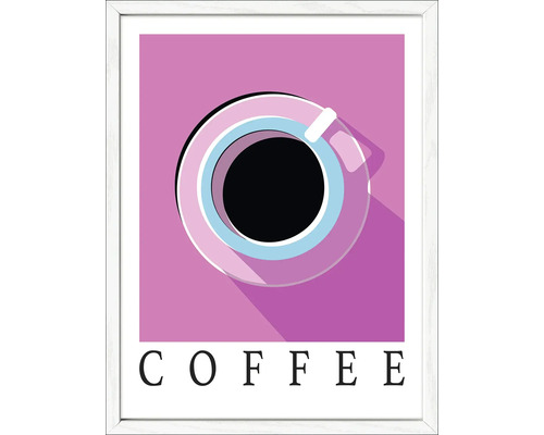 Gerahmtes Bild Retro Coffee 33x43 cm Illustration einer Tasse Kaffee im Rahmen