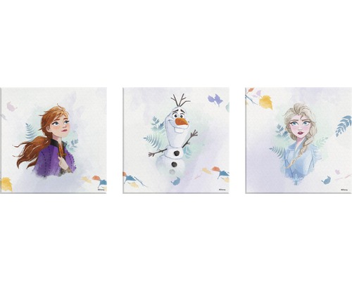 Tableau sur toile Disney La Reine des neiges kit de 3 3x 30x30 cm