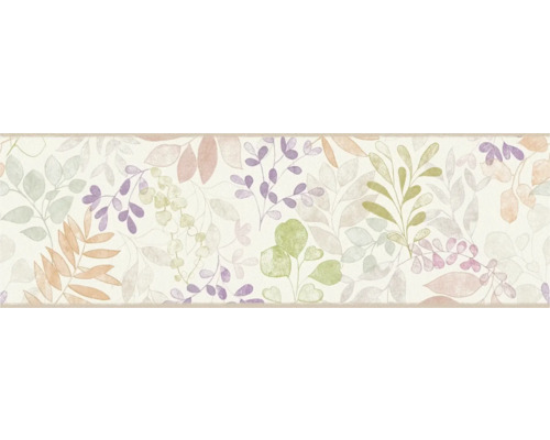 Bordüre 78739-1 selbstklebend Blätter beige bunt 5 m x 17 cm Dekorative Bordüre mit floralem Blättermuster