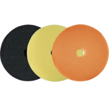 Drei Polierschwämme mit Mittelloch