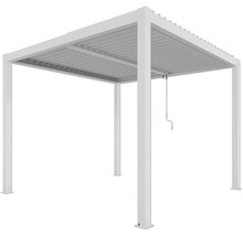 Freistehende weiße Pergola mit Lamellendach für den Garten