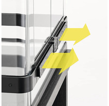 Detailansicht einer Duschkabine mit Schiebetür-Mechanismus