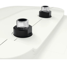 Vue détaillée de deux raccords sur un radiateur