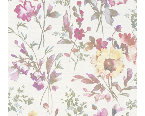 Papier peint intissé CosmoLiving fleurs brillant blanc Papier peint à motif floral