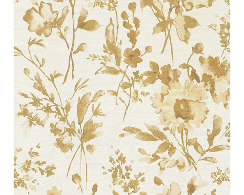Papier peint intissé CosmoLiving fleurs brillant beige Papier peint à fleurs avec motif floral