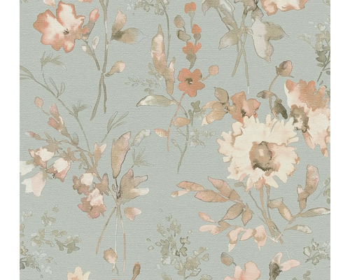 Papier peint intissé CosmoLiving fleurs brillant bleu Papier peint à motif floral