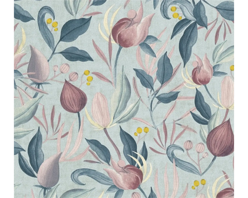 Papier peint intissé CosmoLiving boutons de fleurs bleu clair Textile avec motif floral