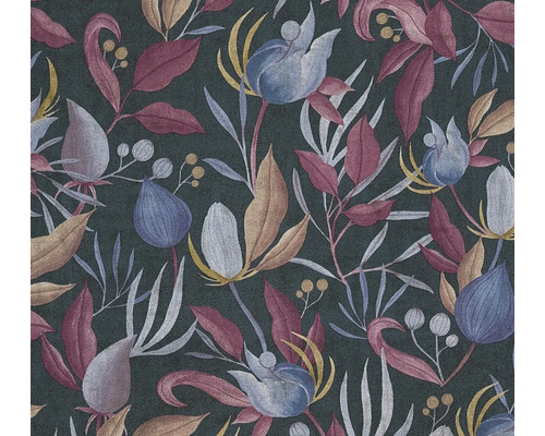 Vliestapete CosmoLiving Blütenknospen dunkelblau Tapete mit floralem Muster