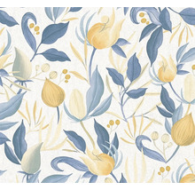 Papier peint à fleurs avec fleurs et feuilles