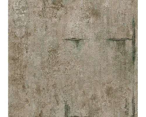 Papier peint intissé CosmoLiving aspect béton vert marron Papier peint aspect béton avec éléments de corde