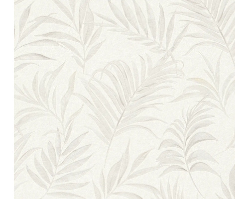 Papier peint intissé CosmoLiving feuilles de palmier blanc argent Papier peint avec motif de feuilles de palmier