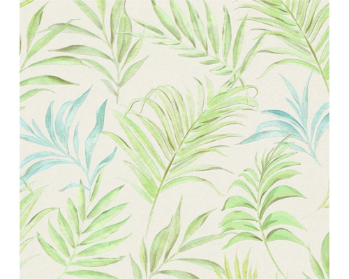 Papier peint intissé CosmoLiving feuilles de palmier blanc vert Papier peint avec motif de feuilles
