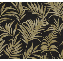 Papier peint avec motif de feuilles sur fond sombre