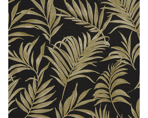 Papier peint intissé CosmoLiving feuilles de palmier noir or Papier peint avec motif de feuilles sur fond sombre