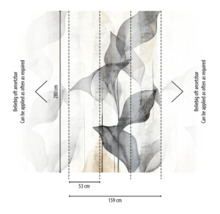 Illustration d'un papier peint avec motif de plantes et indications de taille
