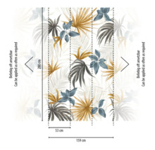 Papier peint à motif de feuilles avec indications de taille