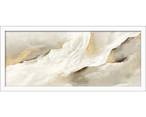 Gerahmtes Bild Abstract White Wave II 130x60 cm Abstraktes Gemälde mit weißem Rahmen