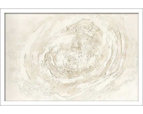 Gerahmtes Bild Abstract White Swirl 130x90 cm Gemälde mit abstraktem Wirbelmuster im Rahmen