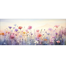 Peinture d'une prairie fleurie avec diverses fleurs
