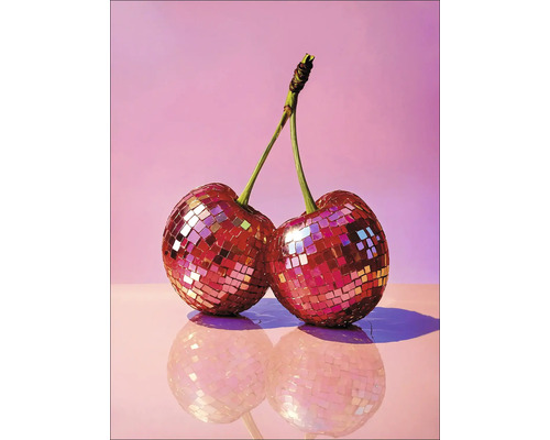 Deux cerises, recouvertes de mosaïques de miroir