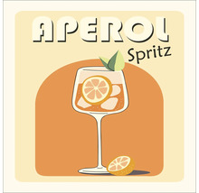 Illustration eines Aperol Spritz Getränks mit Orangenscheibe und Eiswürfeln