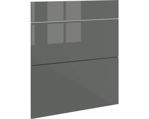 PICCANTE Smart Set de façade meuble bas 60 cm 1 cache de tiroir et 2 caches de tablettes anthracite brillant "AC" Façade de cuisine à surface lisse