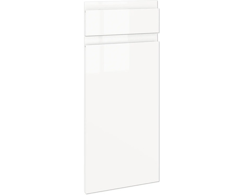 PICCANTE Smart Set de façade meuble bas 30 cm 1 porte pivotante et 1 cache de tiroir blanc haute brillance peint avec poignée encastrée intégrée "X" Façade d'armoire avec surface lisse
