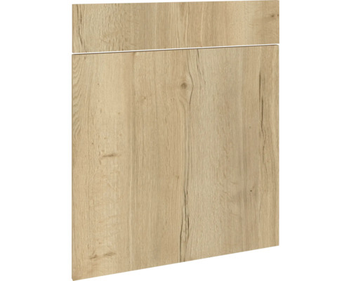 PICCANTE Smart Set de façade meuble bas 60 cm 1 porte pivotante et 1 cache de tiroir chêne sauvage reproduction avec bord épais "AA" Façade de cuisine à structure en bois