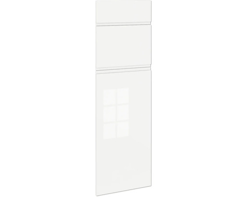 PICCANTE Smart Set de façade armoire haute pour réfrigérateur/congélateur combiné 1 trappe et 2 portes pivotantes blanc haute brillance peint avec poignée encastrée intégrée "AU" Façade d'armoire de cuisine au design simple